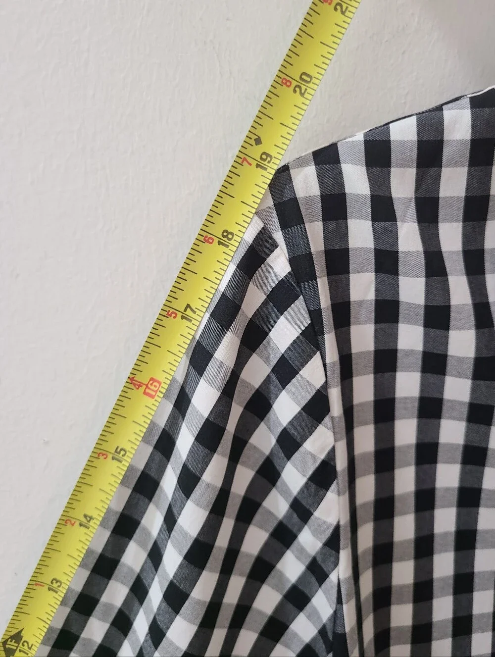 Lafayette 148 Black & White Check ¾ Sleeve Button Front Shirt Sz L - Picture 9 of 11